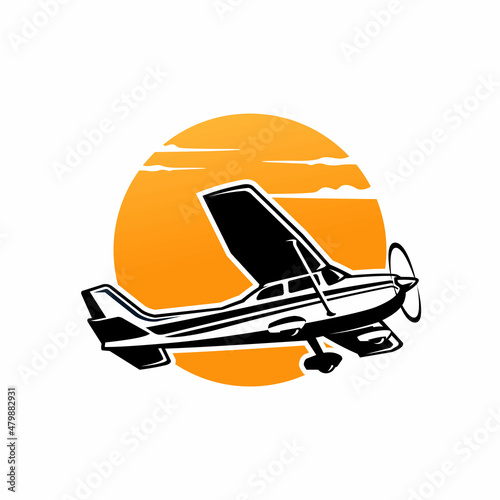 Light small airplane design. Airplane Club or Travel Logo design