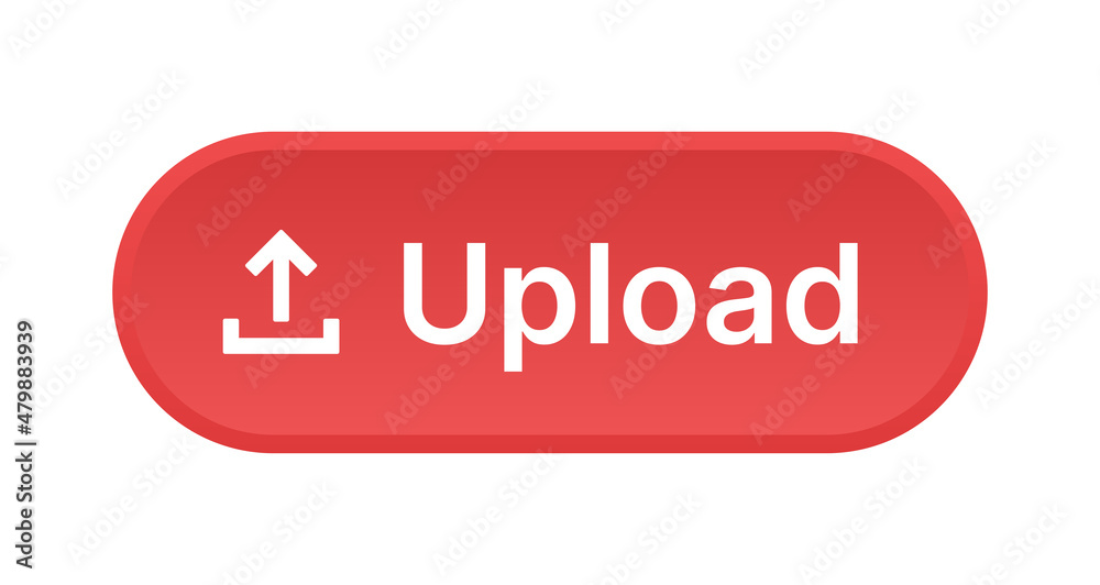Red upload button icon vector illustration. Red upload button icon vector illustration.