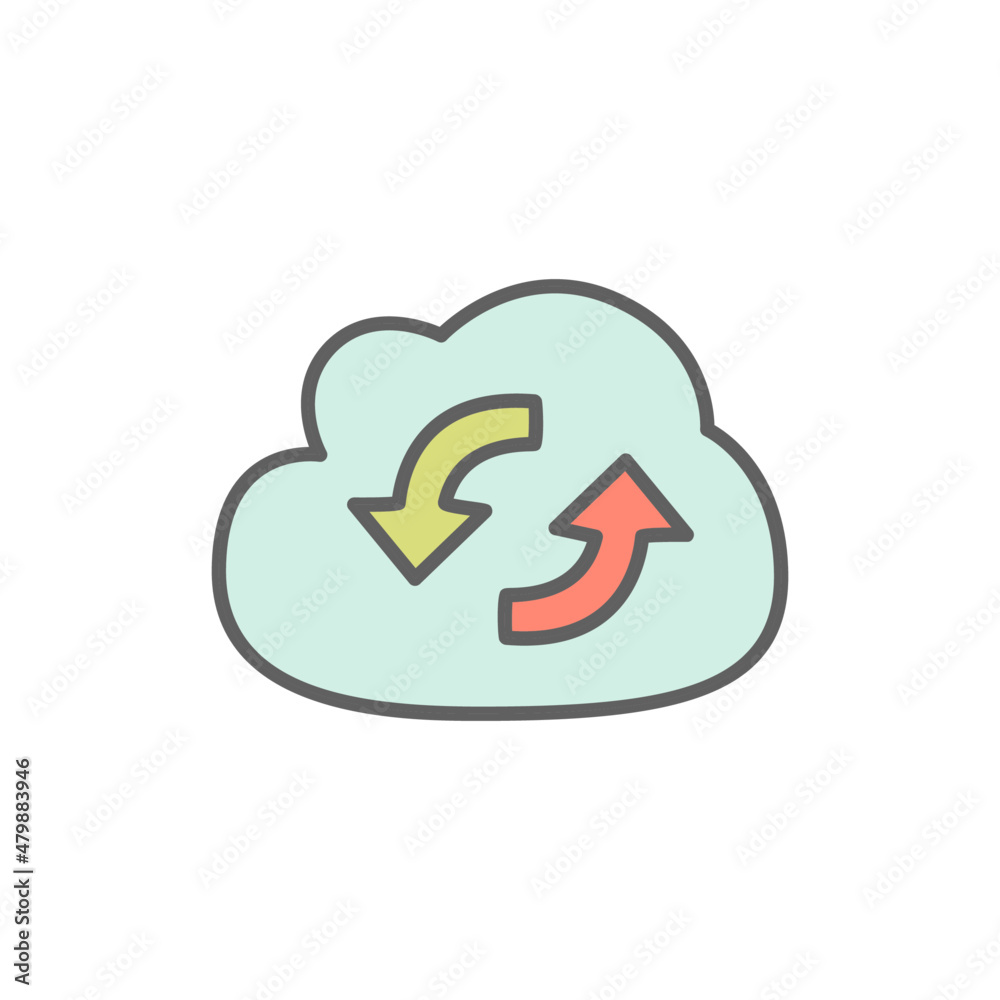 Sync Icon in color icon, isolated on white background Sync Icon in color icon, isolated on white background
