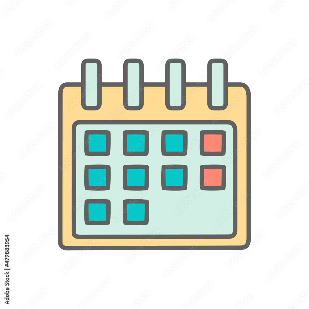 Calendar Icon in color icon, isolated on white background Calendar Icon in color icon, isolated on white background