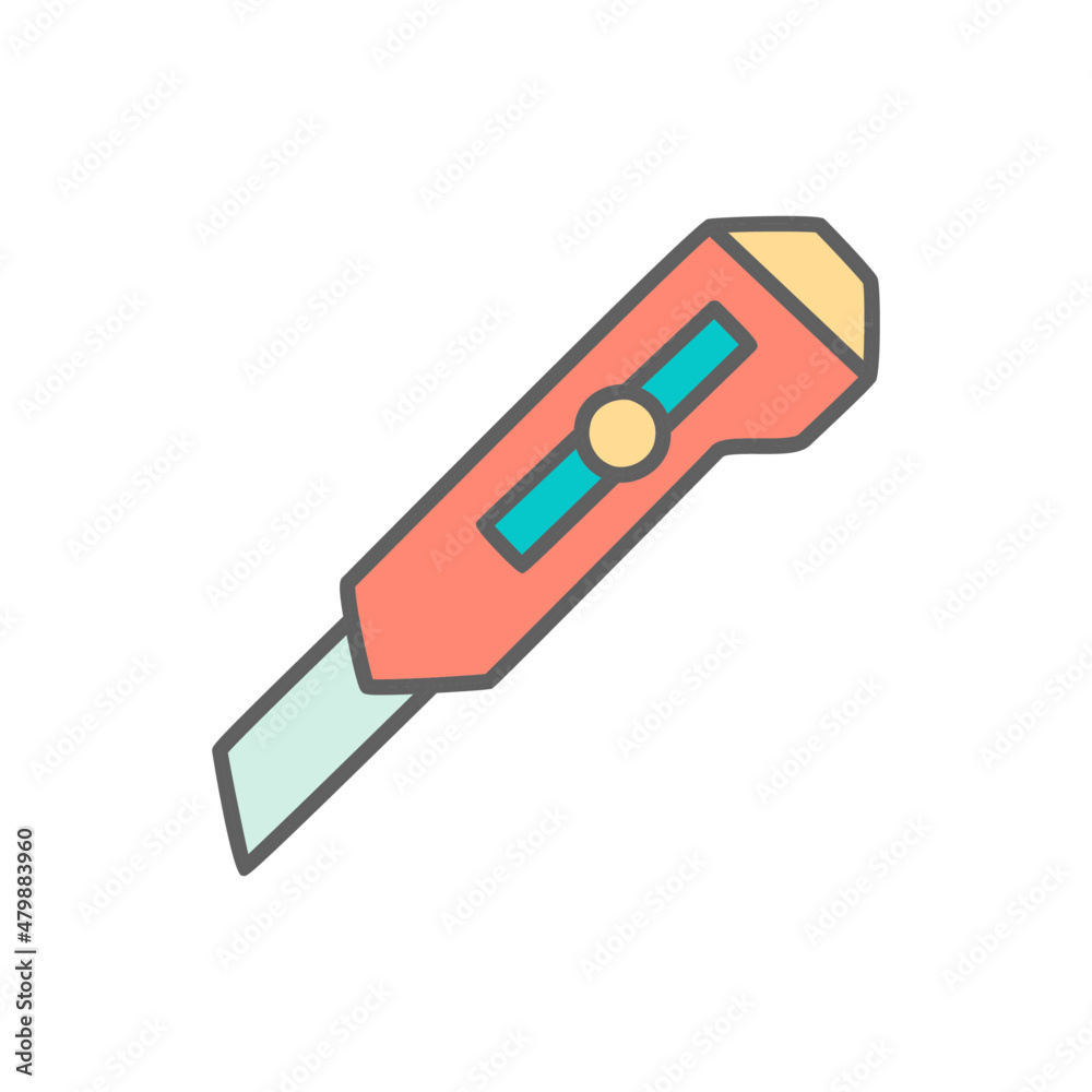 Cutter Knife Icon in color icon, isolated on white background 