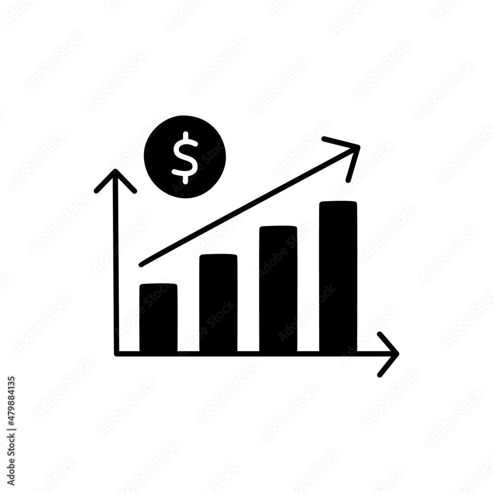 Profit Icon in black flat glyph, filled style isolated on white background Profit Icon in black flat glyph, filled style isolated on white background