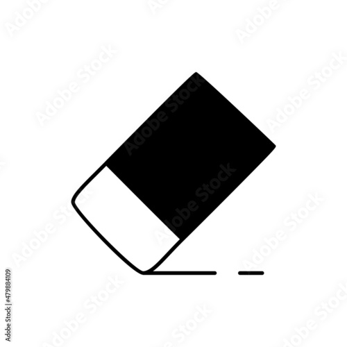 Eraser Icon in black flat glyph, filled style isolated on white background