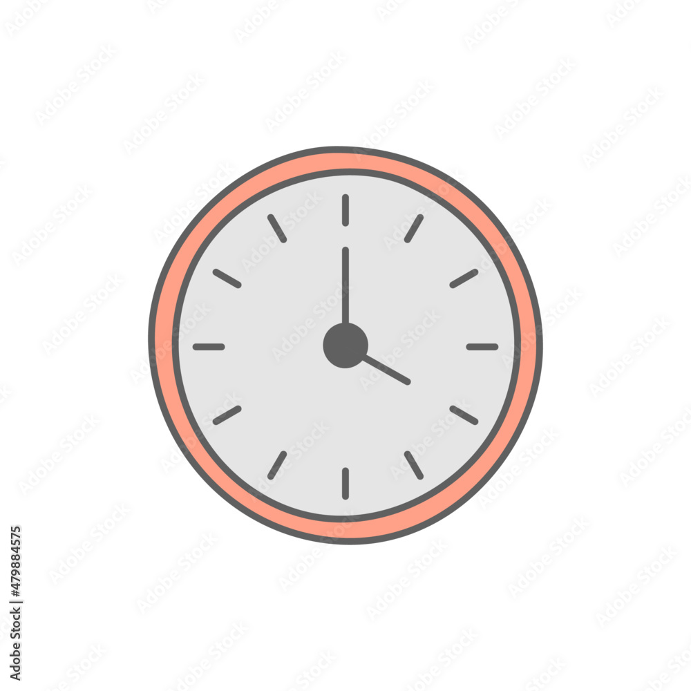 Clock Icon in color icon, isolated on white background Clock Icon in color icon, isolated on white background