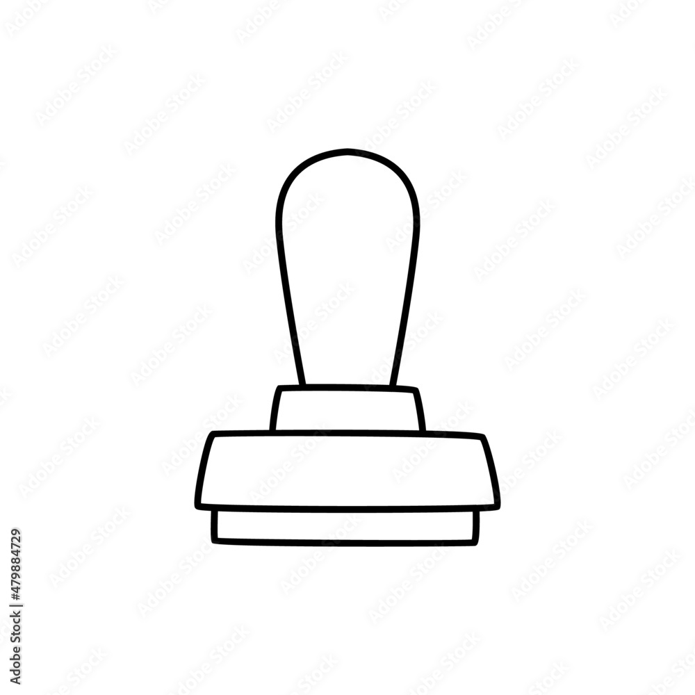 Rubber Stamp Icon in black line style icon, style isolated on white background Rubber Stamp Icon in black line style icon, style isolated on white background
