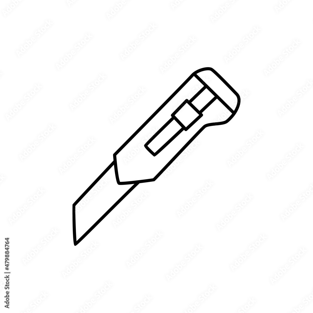 Cutter Knife Icon  in black line style icon, style isolated on white background
