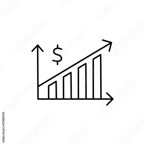 Profit Icon  in black line style icon, style isolated on white background