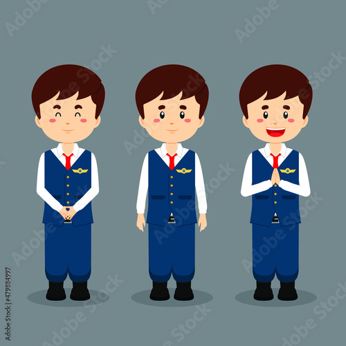Steward Character with Various Expression