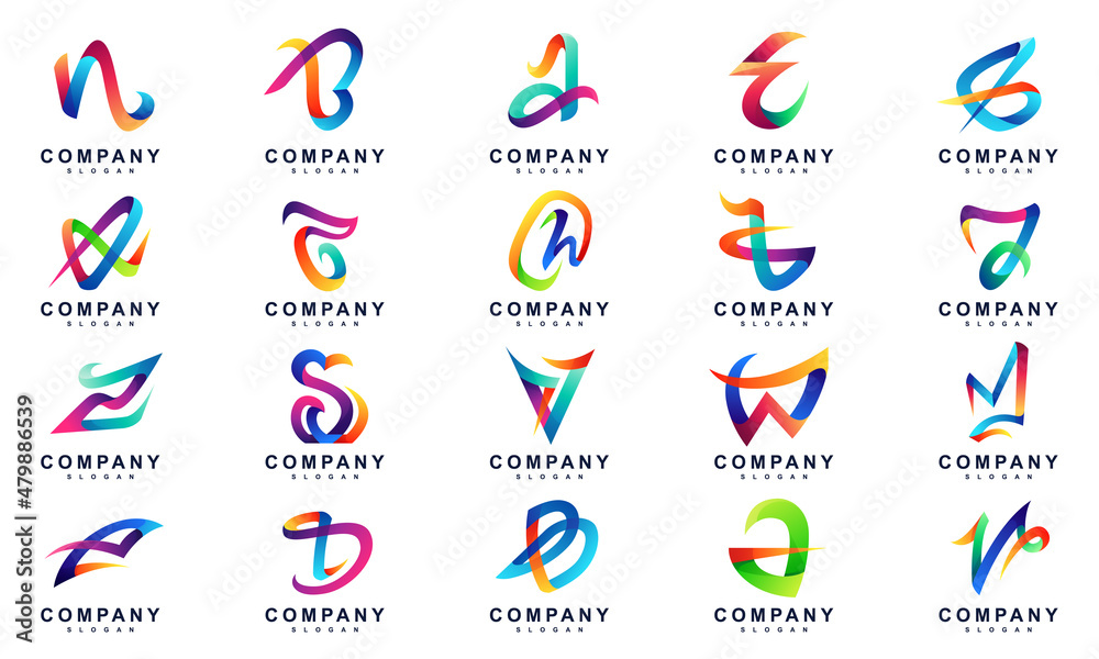 colorful random letter set logo
