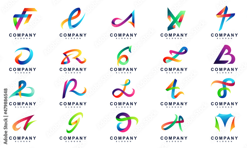 colorful random letter set logo colorful random letter set logo