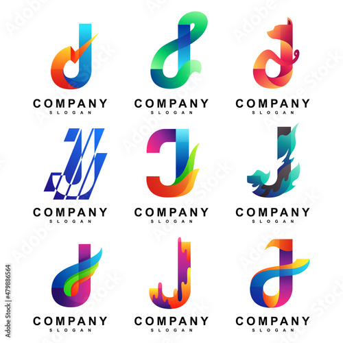 colorful letter j set logo