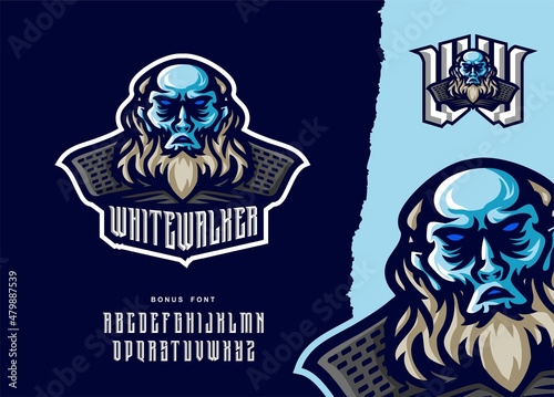 illustration vector graphic of White Walker Zombie mascot logo perfect for sport and e-sport team
