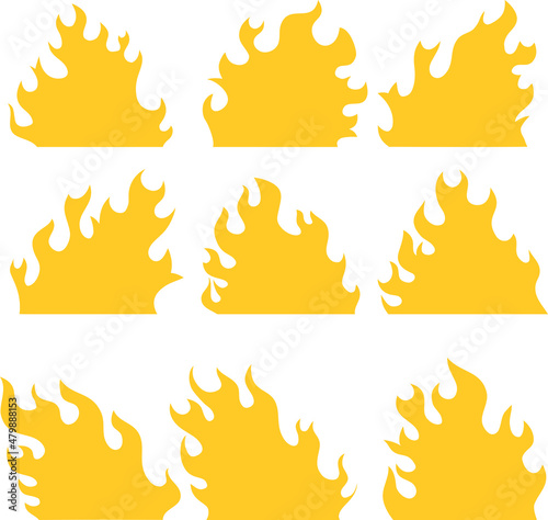 フラットデザインの炎のイラスト 燃える 炎上 火事