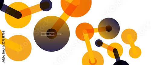 Abstract background. Round dots connected by lines. Trendy techno business template for wallpaper, banner, background or landing