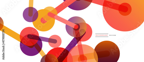 Abstract background. Round dots connected by lines. Trendy techno business template for wallpaper, banner, background or landing