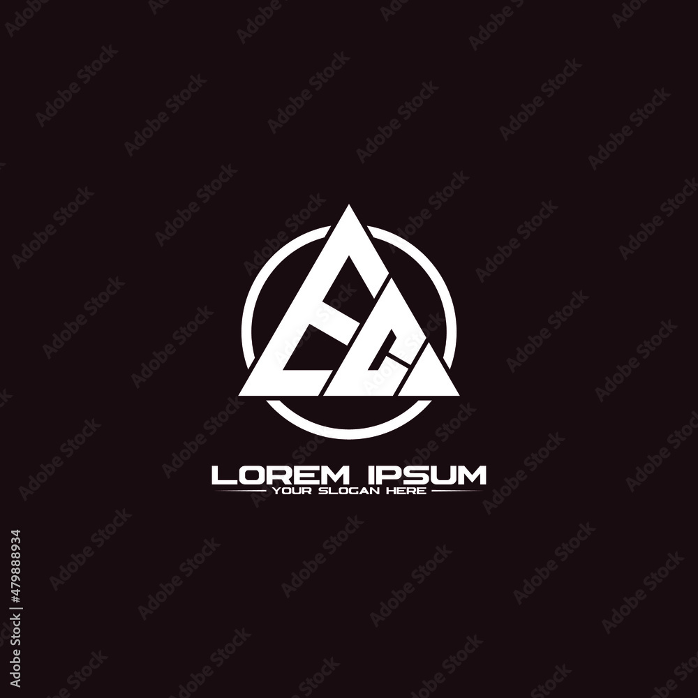 Fototapeta premium Letter EC triangle logo design vector
