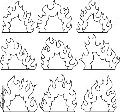 燃える炎のイラスト 火事 炎上