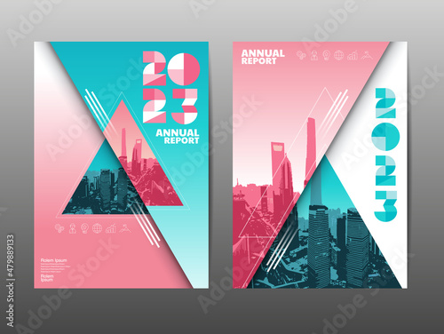 annual report 2022,2023 , template layout design, cover book. presentation abstract flat background.. photo