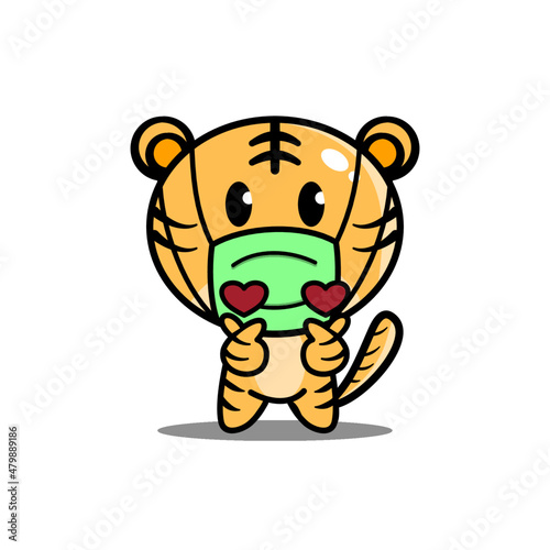 cute tiger icon character mascot.