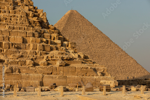 Close-up of the Great Pyramid stone bricks, Egypt