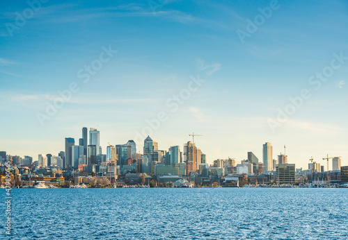 Seattle cityskyline over Lake Union on sunny day,seattle,washington,usa.. © checubus