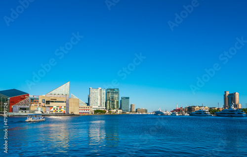 baltimore,md,usa. 09-07-17: baltimore  inner harbor  on sunny day. © checubus