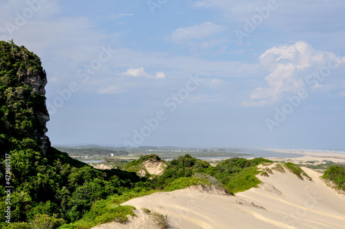 View of the Morro dos Conventos with dunes around in Araranguá , Brazil  photo