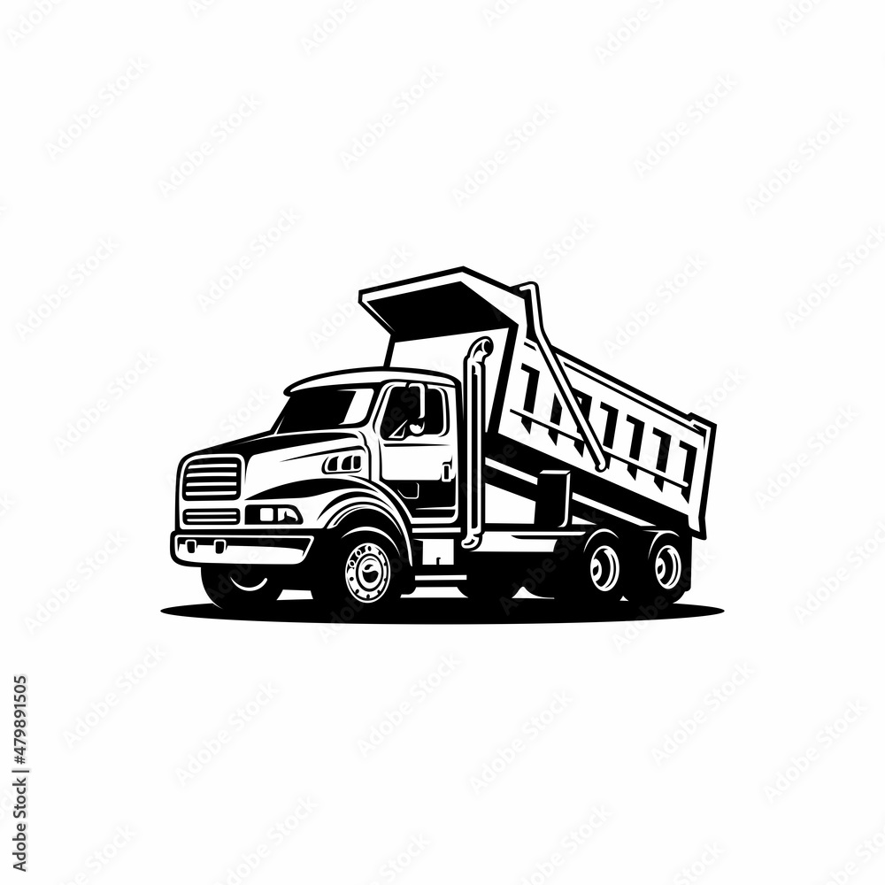 dump truck. trucking premium logo vector . monochrome