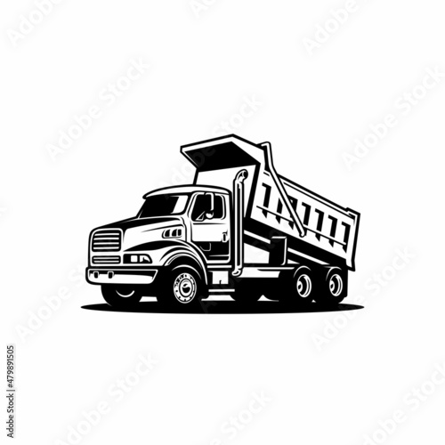 Obraz na płótnie dump truck. trucking premium logo vector . monochrome