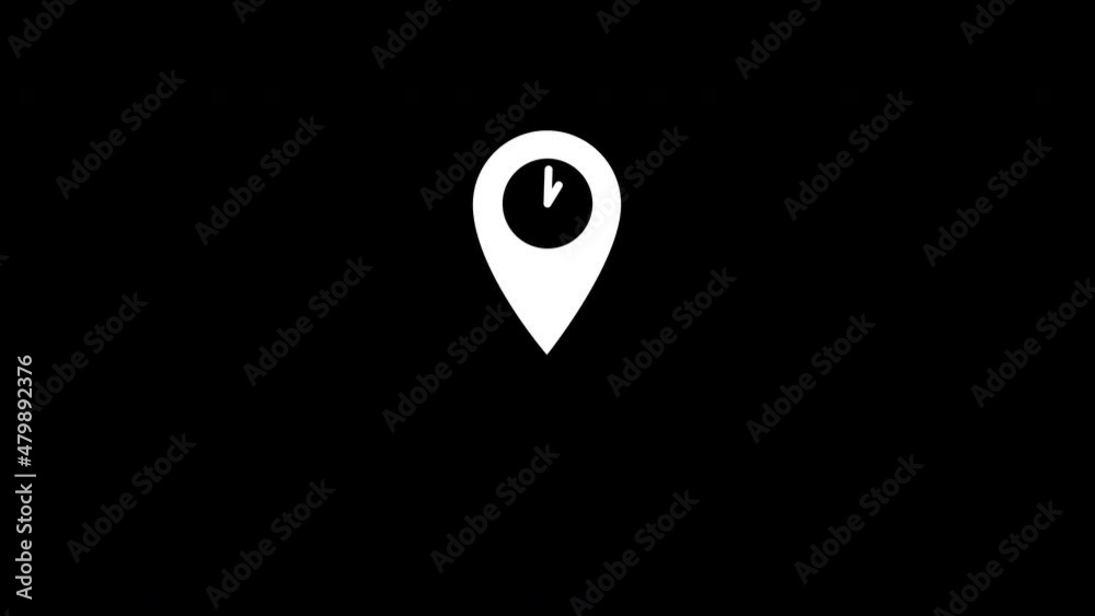 map pin and clock icon animation. 4K Video motion Animation. map pin and clock icon animation. 4K Video motion Animation.