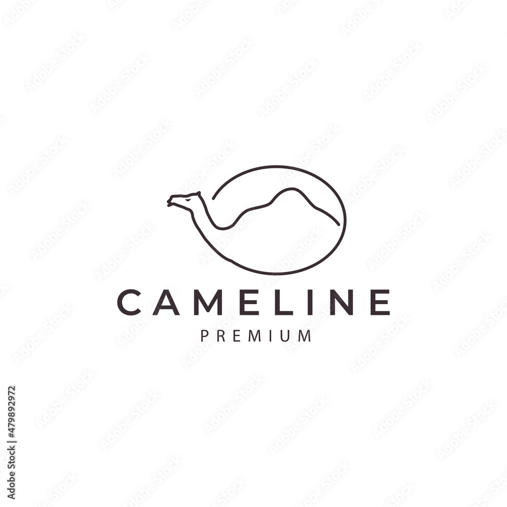 camel animal in desert line with logo vector icon symbol illustration design camel animal in desert line with logo vector icon symbol illustration design