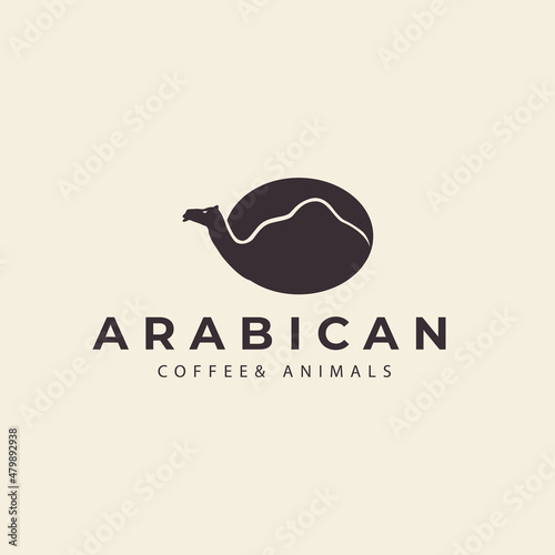 animal camel with arabican coffee  logo vector symbol icon illustration design