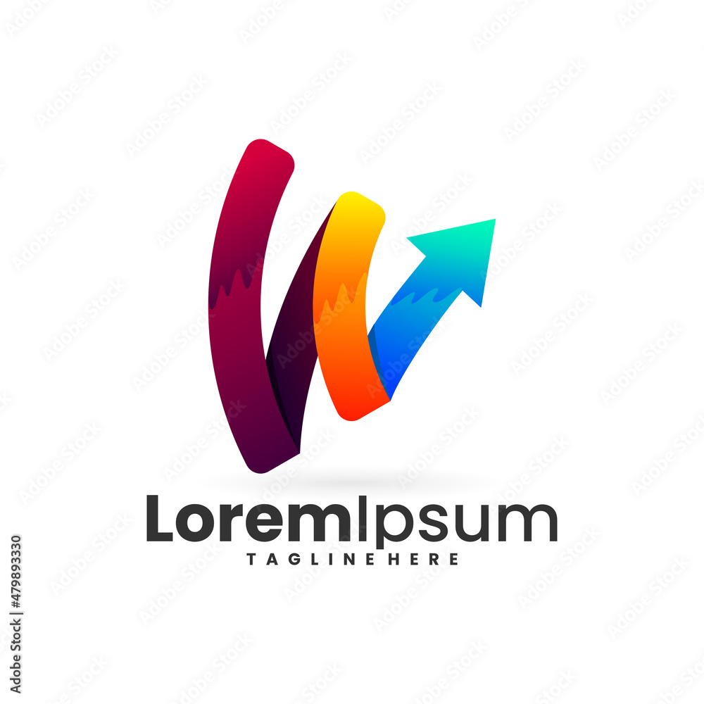 media logo with letter w and arrow symbol media logo with letter w and arrow symbol