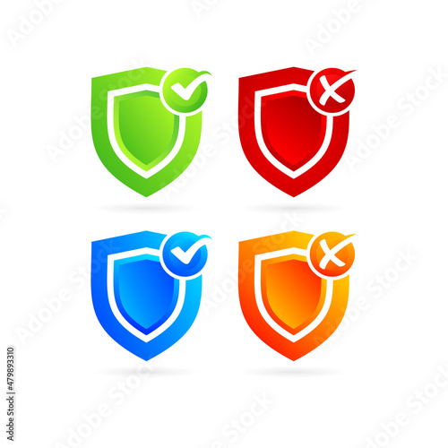 correct and incorrect shield icon logo
