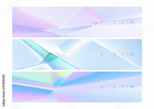 3d abstract Crystal background set of banners