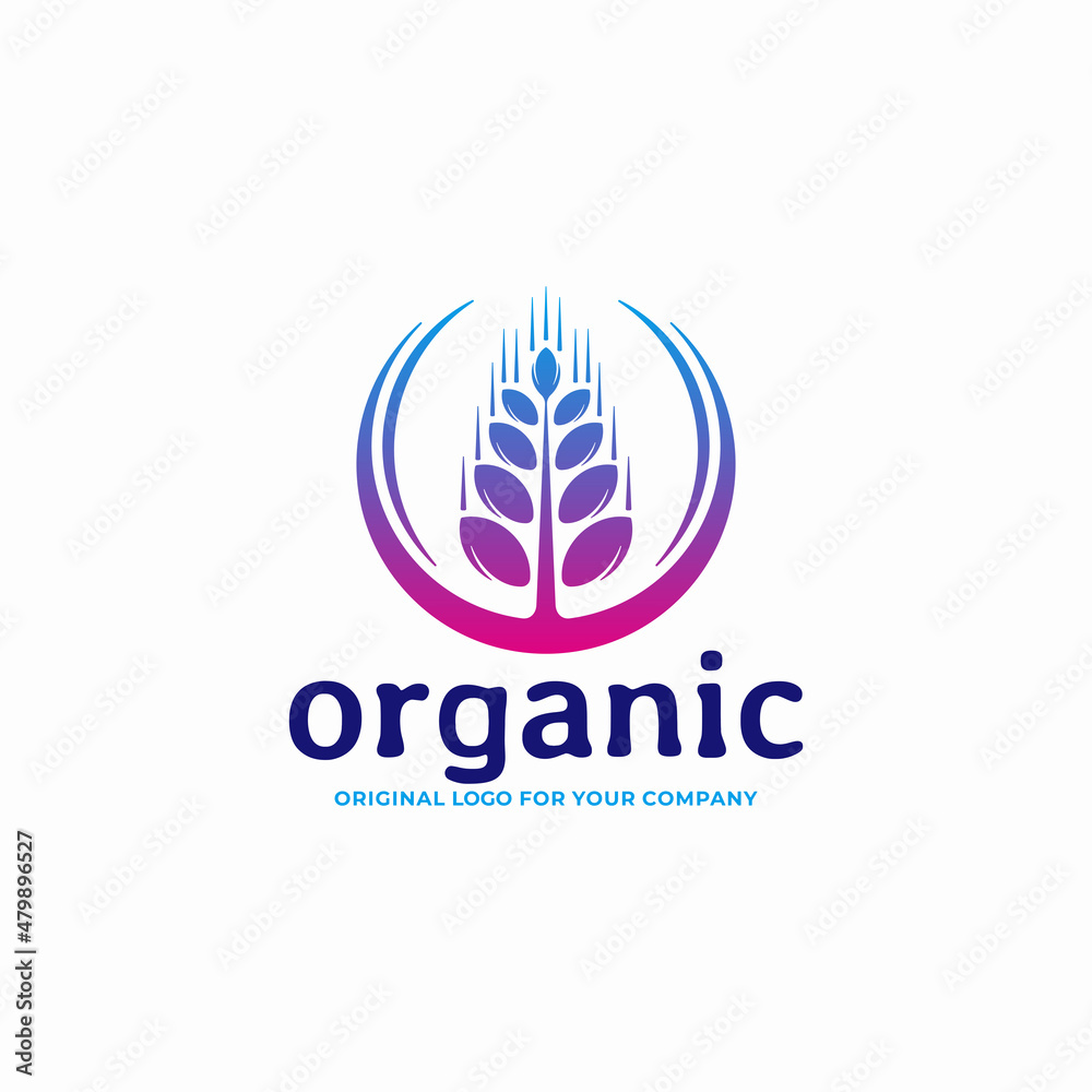 Logo design with modern wheat concept and gradient color.