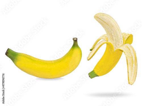 Single Cavendish banana isolated on white background