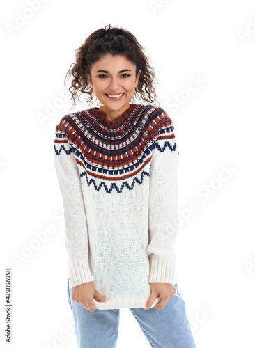 Pretty young woman in warm ...