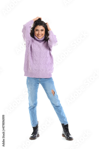 Pretty young woman in warm ...