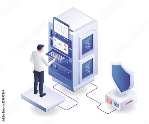 Man maintaining server computer security