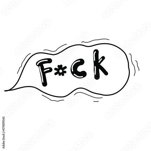 Swear curses word. Doodle hand drawn speech bubble swear words symbols. Comic speech bubble with curses, skull, lightning, bomb. Angry screaming emoji. Vector illustration isolated on white.