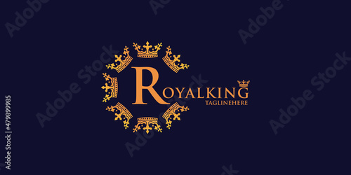 R royal logo design concept Premium Vector