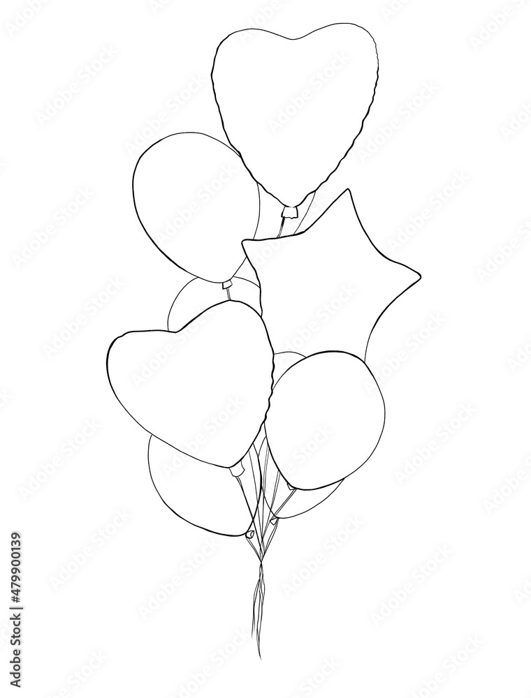 Balloon in cartoon style. Bunch of balloons for birthday and party. Flying  balloon with rope. Blue, red, yellow and green ball isolated on white  background. 13515034 Vector Art at Vecteezy