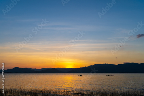 Beautiful sunset at Timah Tasoh Lake in Perlis, Malaysia
