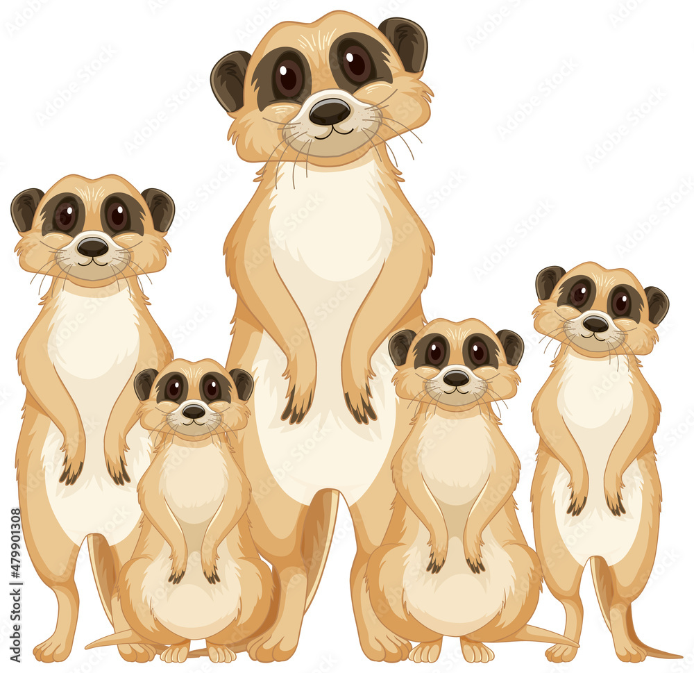 Group of meerkats in cartoon style Group of meerkats in cartoon style
