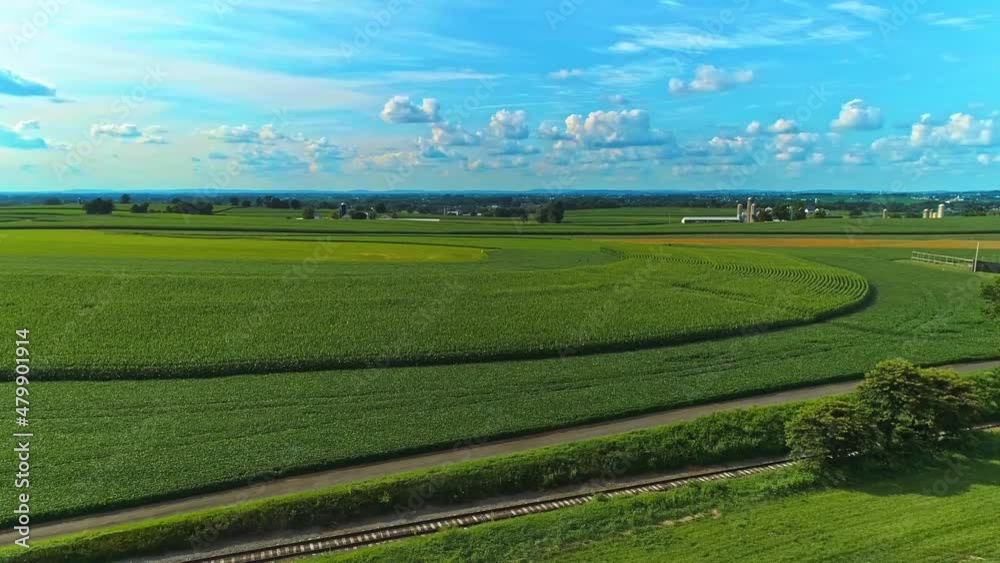An Aerial 360 View of Amish Farm lands on a Sunny Summer Day An Aerial 360 View of Amish Farm lands on a Sunny Summer Day