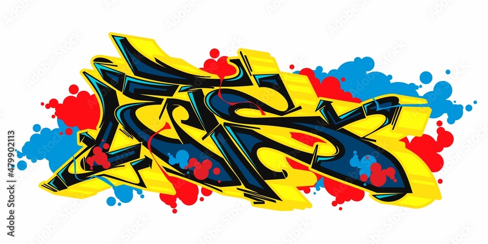 Naklejka premium Abstract Isolated Urban Graffiti Street Art Style Word Lets Lettering Vector Illustration 