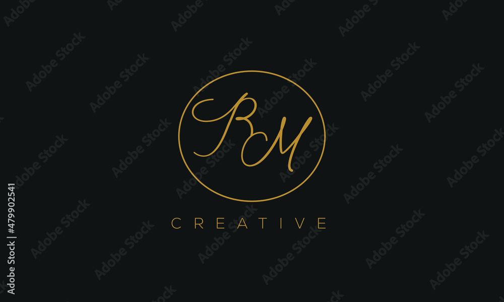 BM is a stylish logo with a attractive and creative design and golden color with blackish background.
