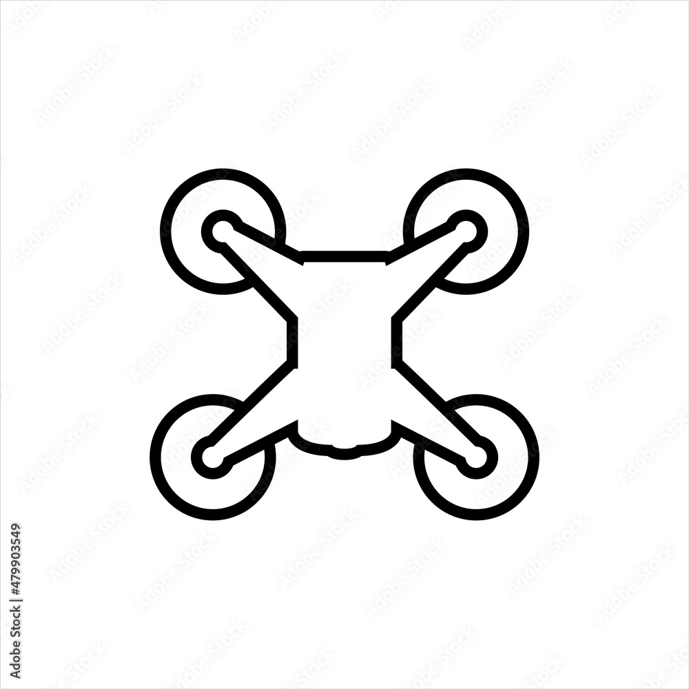 Quadcopter line icon, drone vector logo isolated on white background Quadcopter line icon, drone vector logo isolated on white background