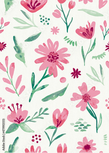 Flores de primavera impresas. Patrón floral sin foco. Diseño de planta para tela, diseño de tela, cubiertas, fabricación, papel pintado, papel de regalo, envoltura de regalo.